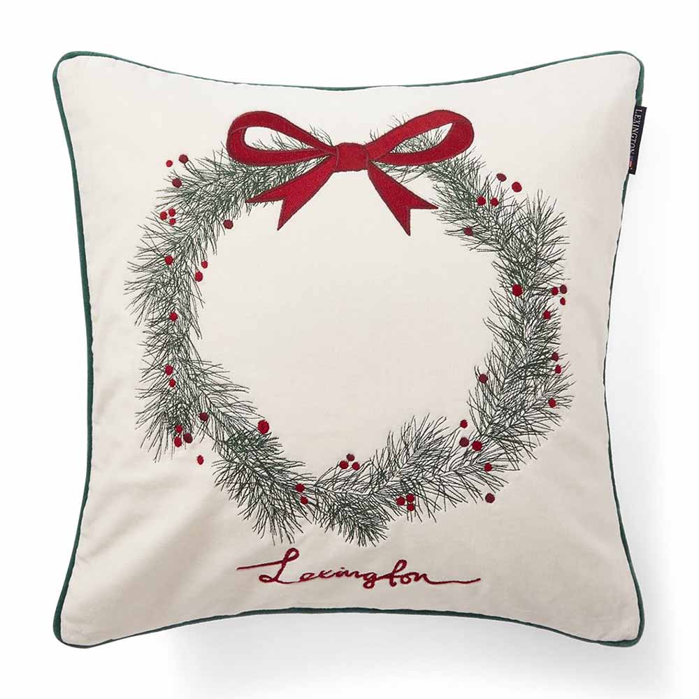 Lexington Pine Wreath Organic Cotton Velvet Kuddfodral