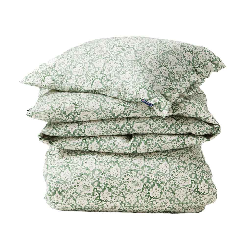 Lexington Green Floral Printed Cotton Sateen Påslakanset