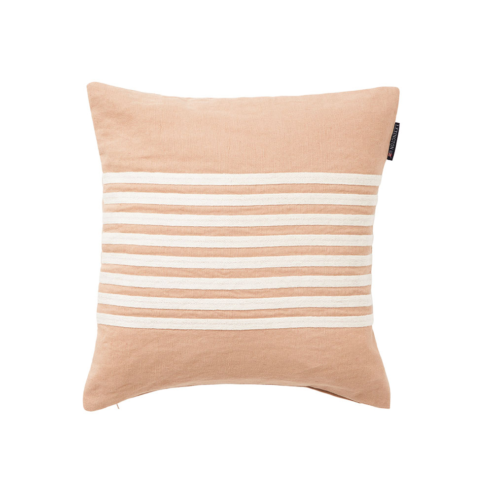 Lexington Embroidery Striped Linen Cotton Kuddfodral 50x50 Beige