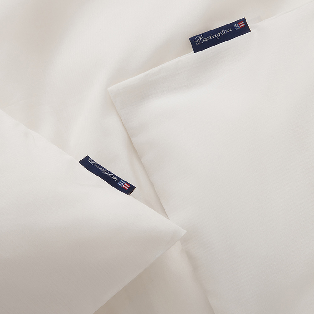 Lexington Striped Cotton Poplin Påslakanset Vitt