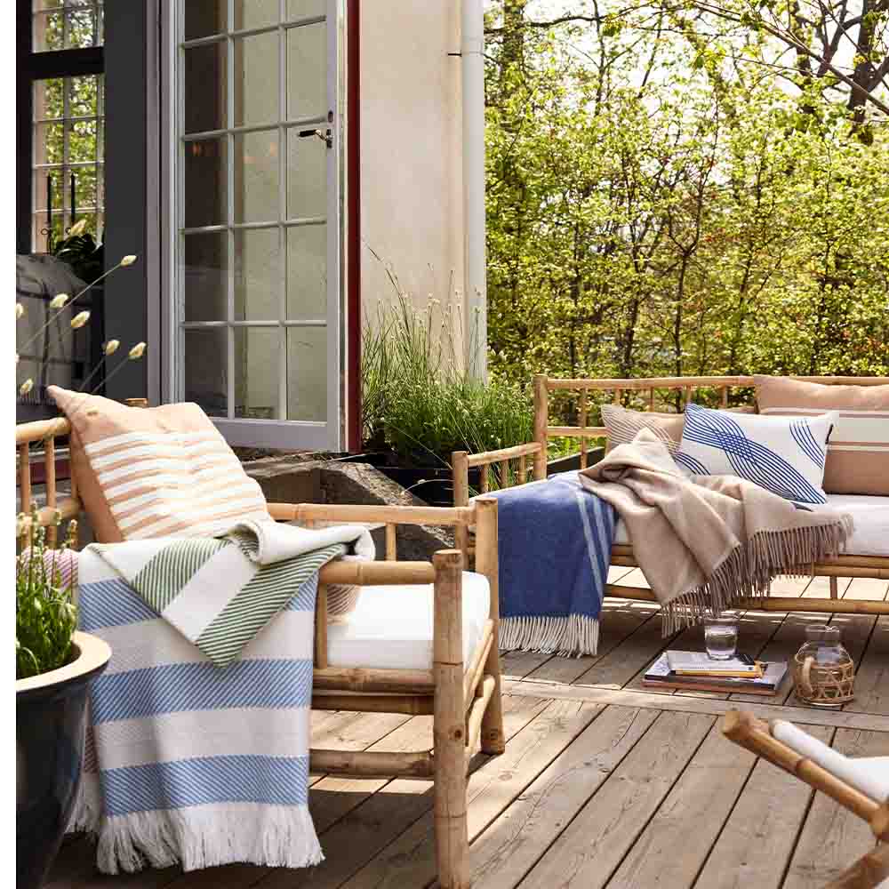 Lexington Embroidery Center Striped Linen Cotton Prydnadskudde