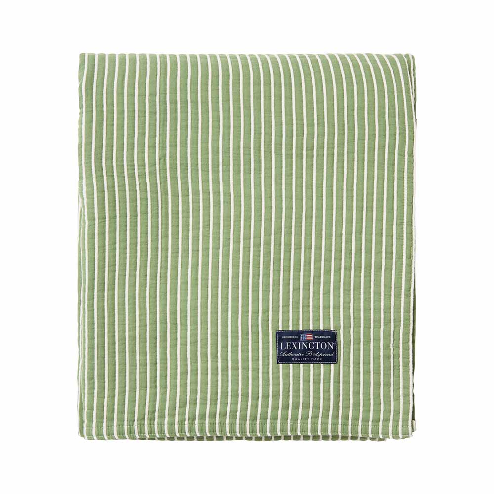 Lexington Striped Reversable Organic Cotton Överkast 160x240 Grön