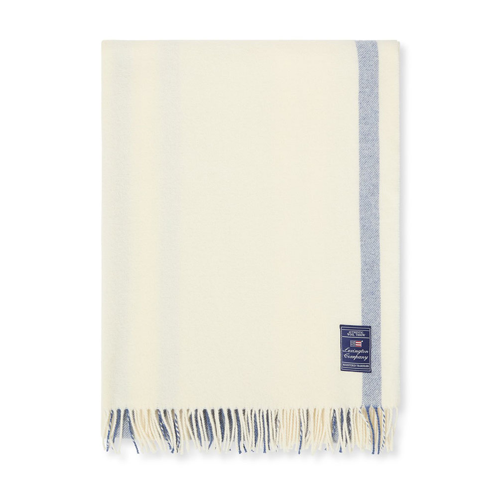 Lexington Striped Recycled Wool Pläd 130x170 Blue / White