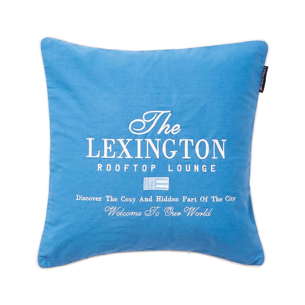 Lexington Logo Organic Cotton Twill Kuddfodral 50x50 Blå