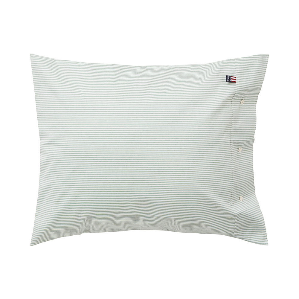 Lexington Green/White Striped Cotton Pin Point Örngott 50x60 Grön