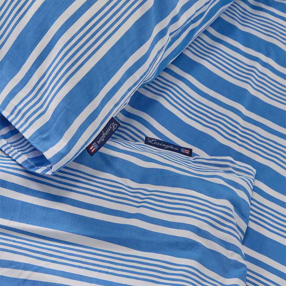 Lexington Striped Cotton Poplin Påslakanset Blue/White