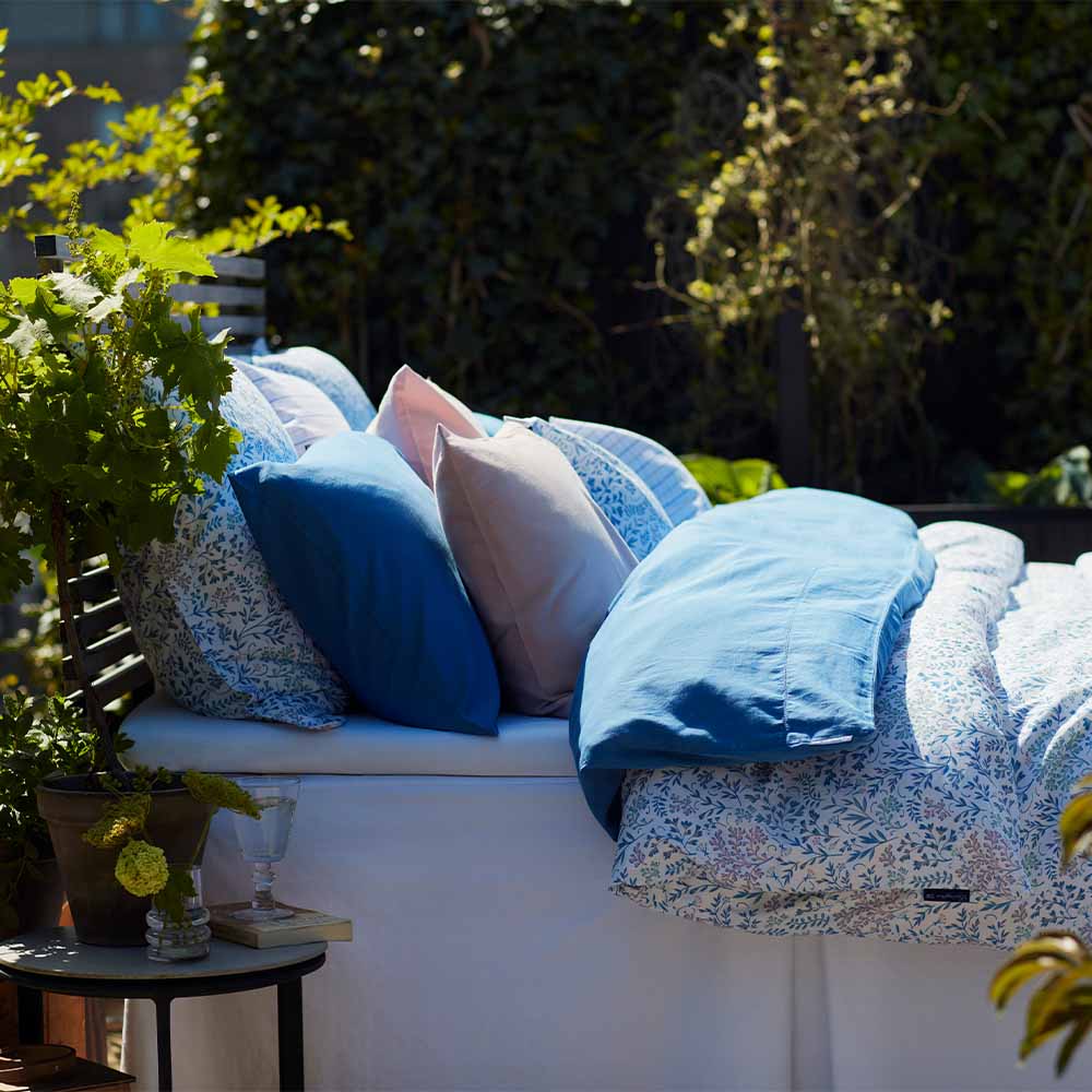 Lexington Blue Washed Cotton Sateen Detail P&aring;slakan