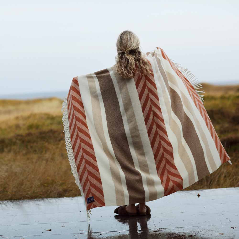 Lexington Herringbone Striped Recycled Wool Throw Pläd