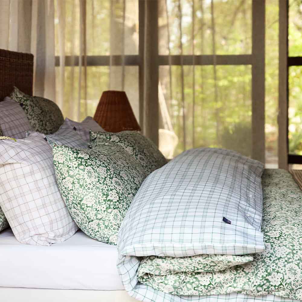 Lexington Green Floral Printed Cotton Sateen Örngott