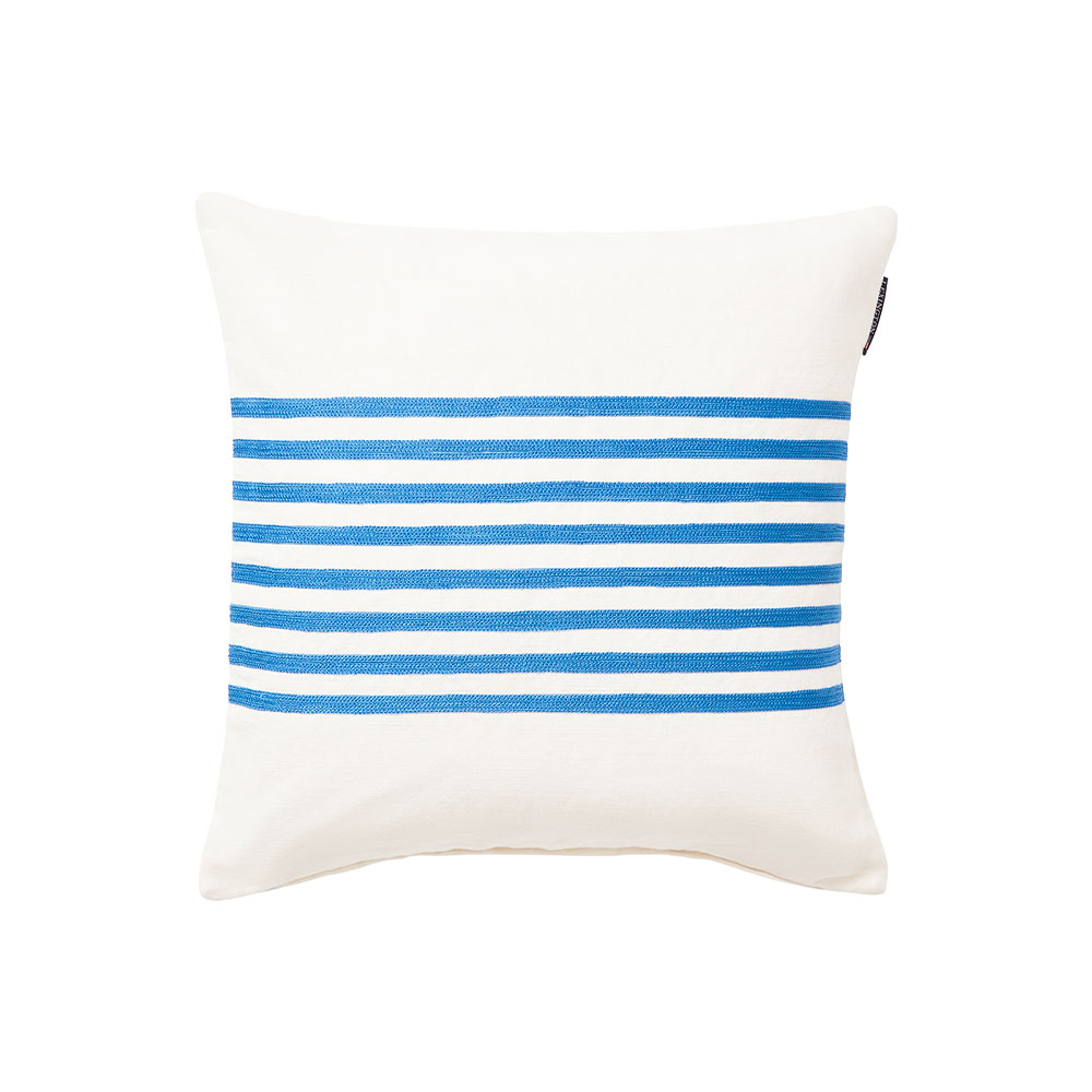 Lexington Embroidery Striped Linen Cotton Kuddfodral 50x50 Vit