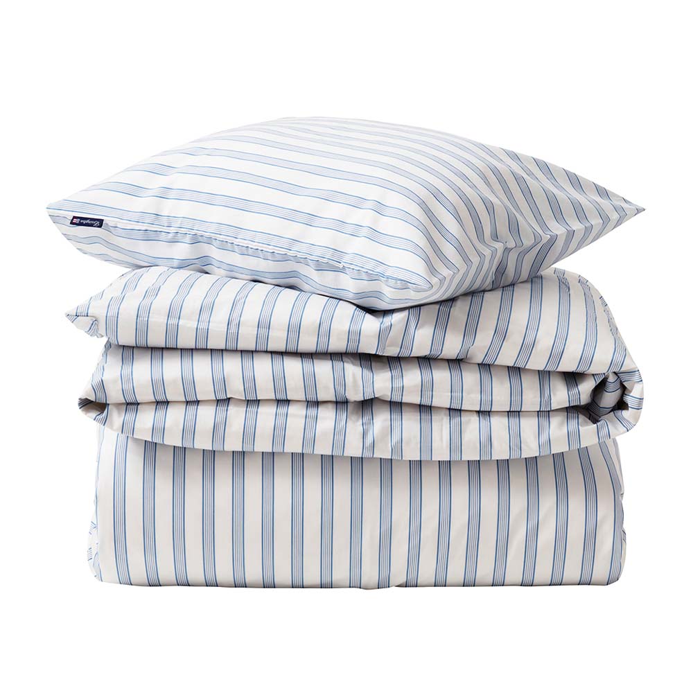 Lexington Striped Cotton Poplin Randigt Påslakanset 220x220 Vit