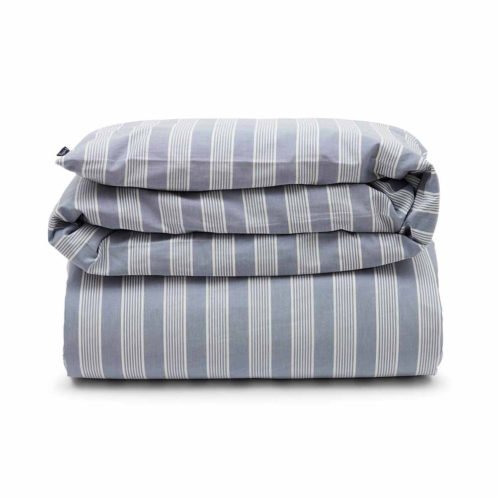 Lexington Striped Lyocell/Cotton Påslakan 220x220 Blå