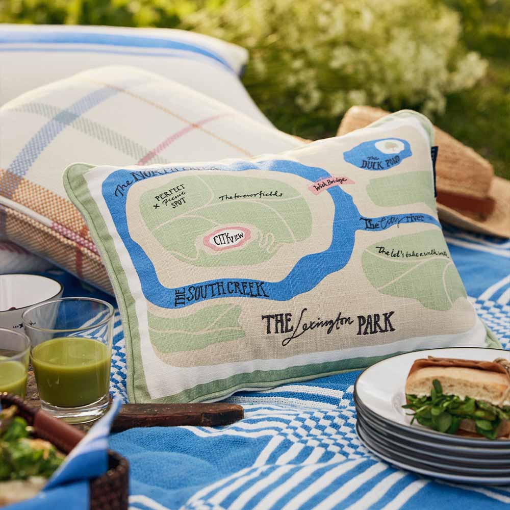 Lexington Map Recycled Cotton Prydnadskudde