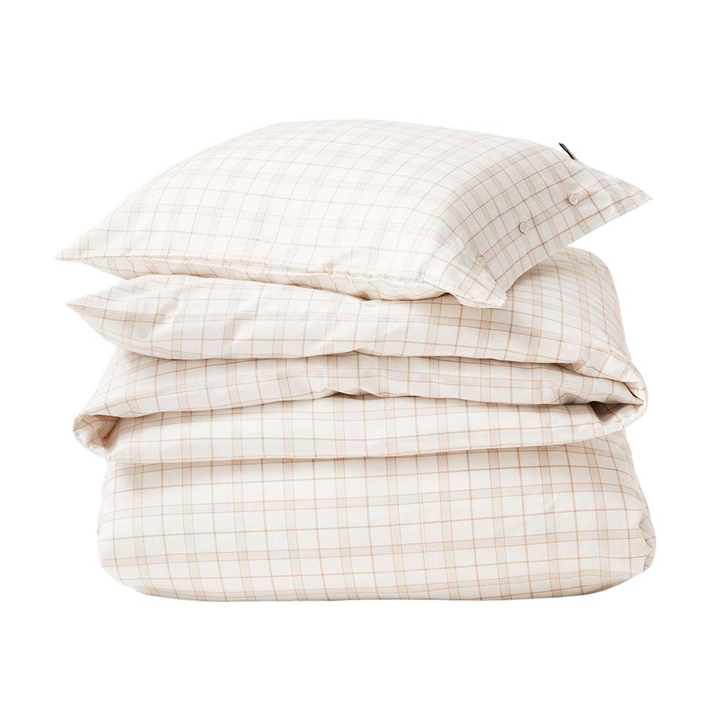 Lexington Checked Lyocell Cotton Påslakanset 220x220 Vit
