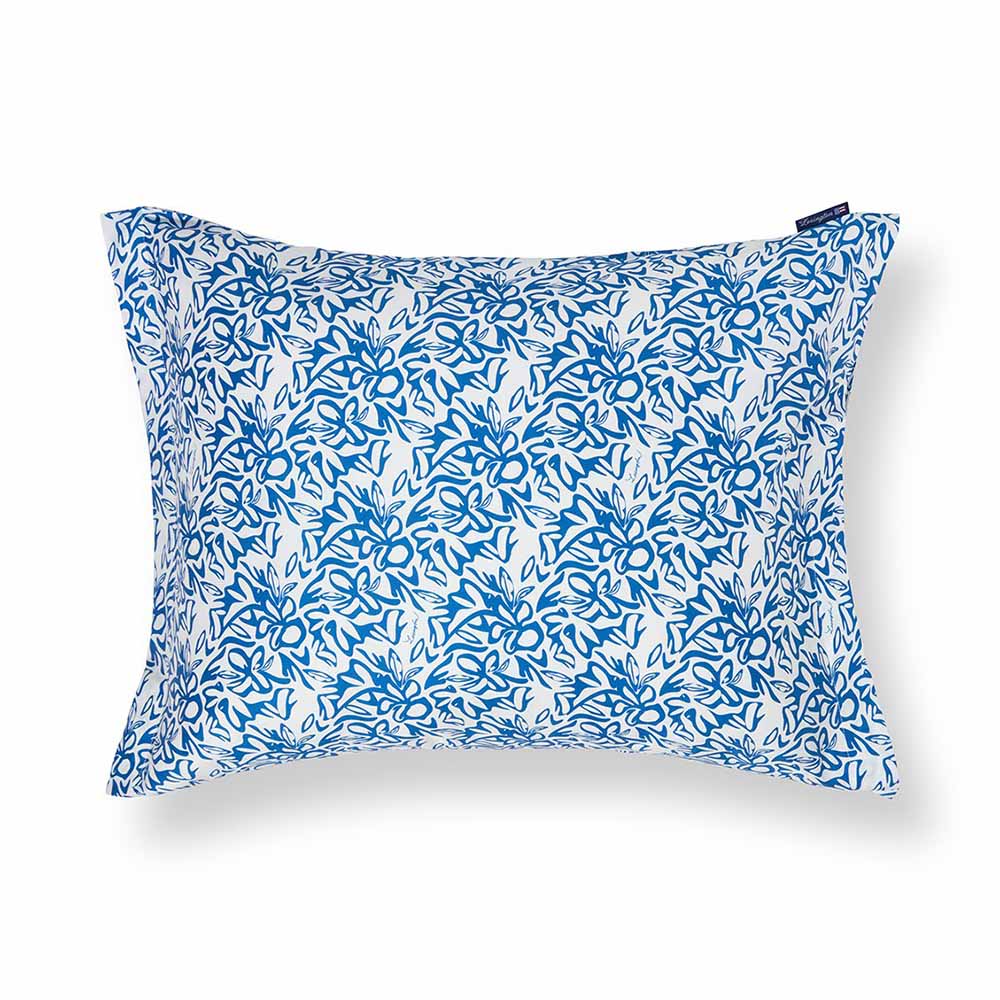 Lexington Flower Printed Cotton Sateen Örngott Blue/White 50x60