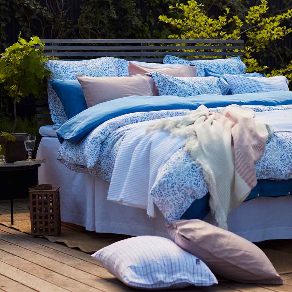 Lexington Blue Washed Cotton Sateen Detail Påslakan