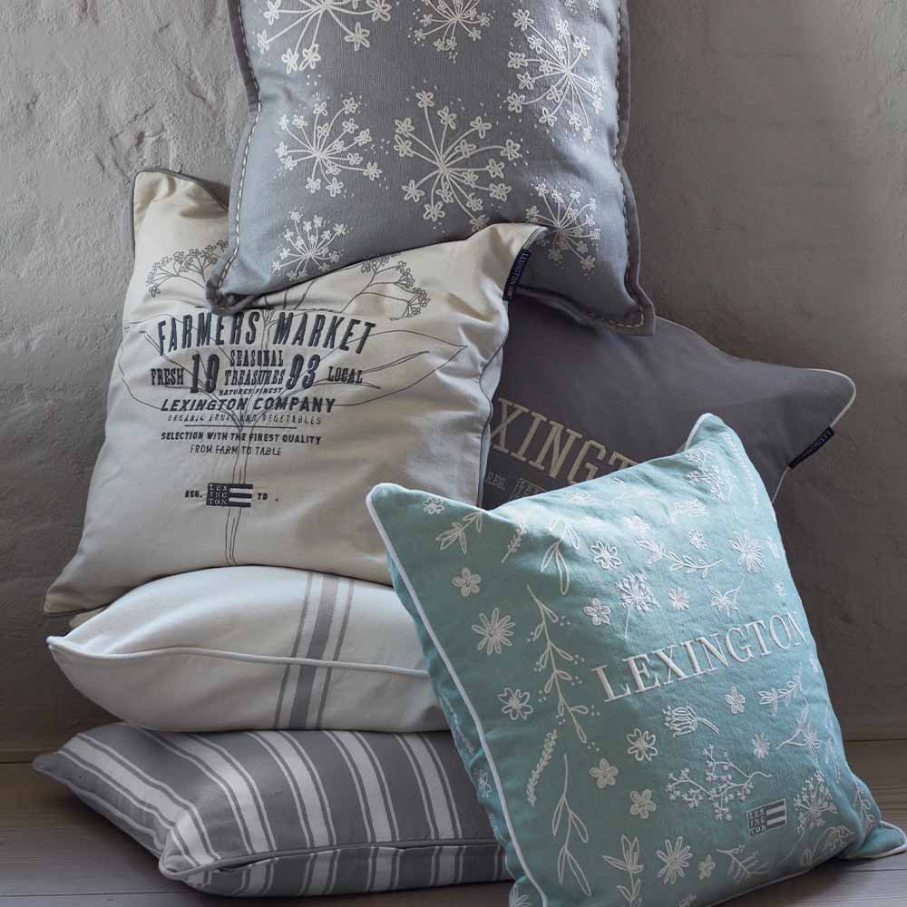 Lexington Flower Embroidered Linen Cotton Kuddfodral 