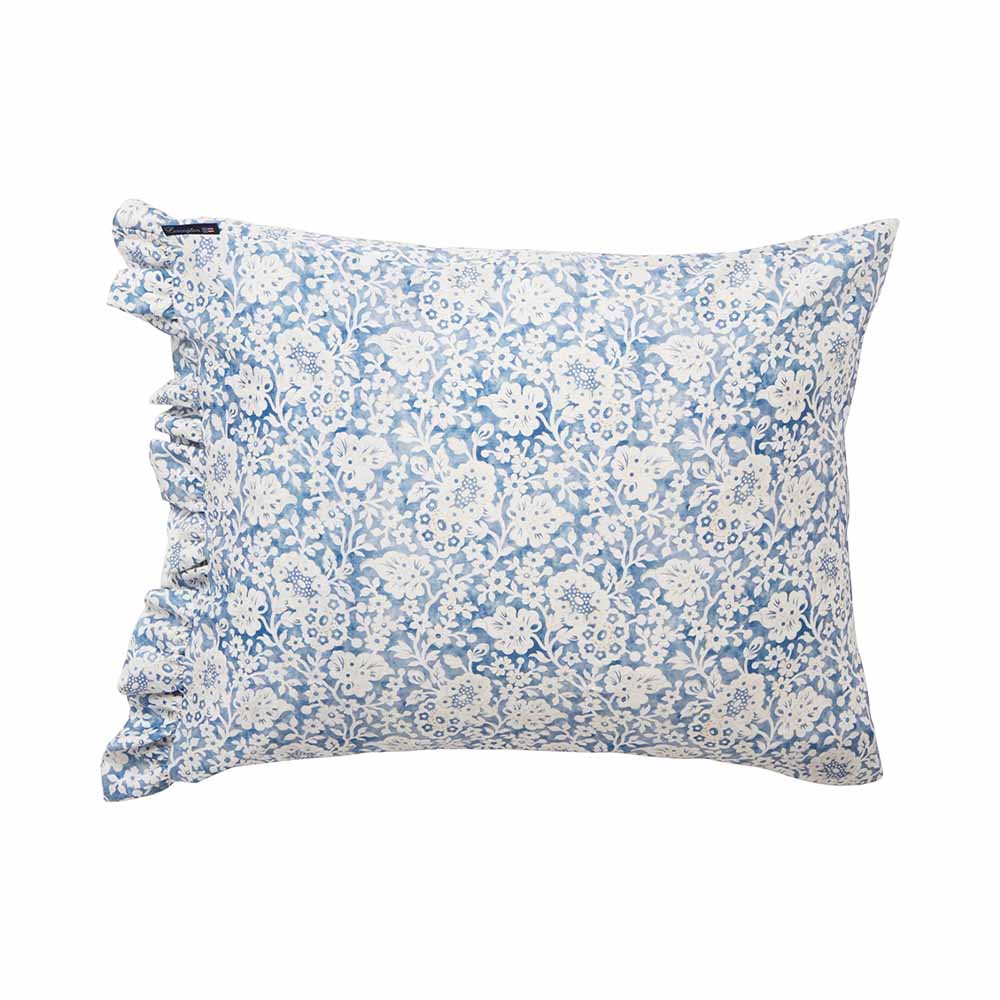 Lexington Blue Floral Printed Cotton Sateen Örngott