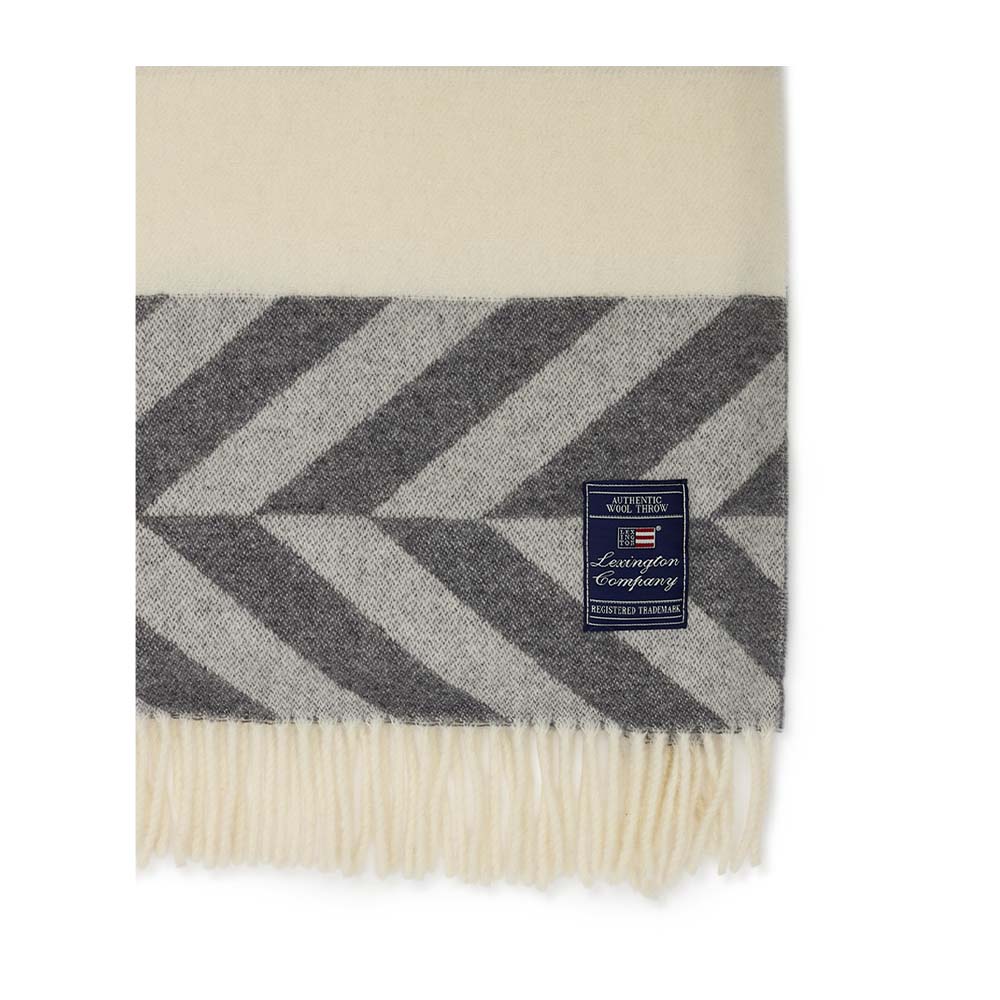 Lexington Herringbone Striped Recycled Wool Throw Pläd