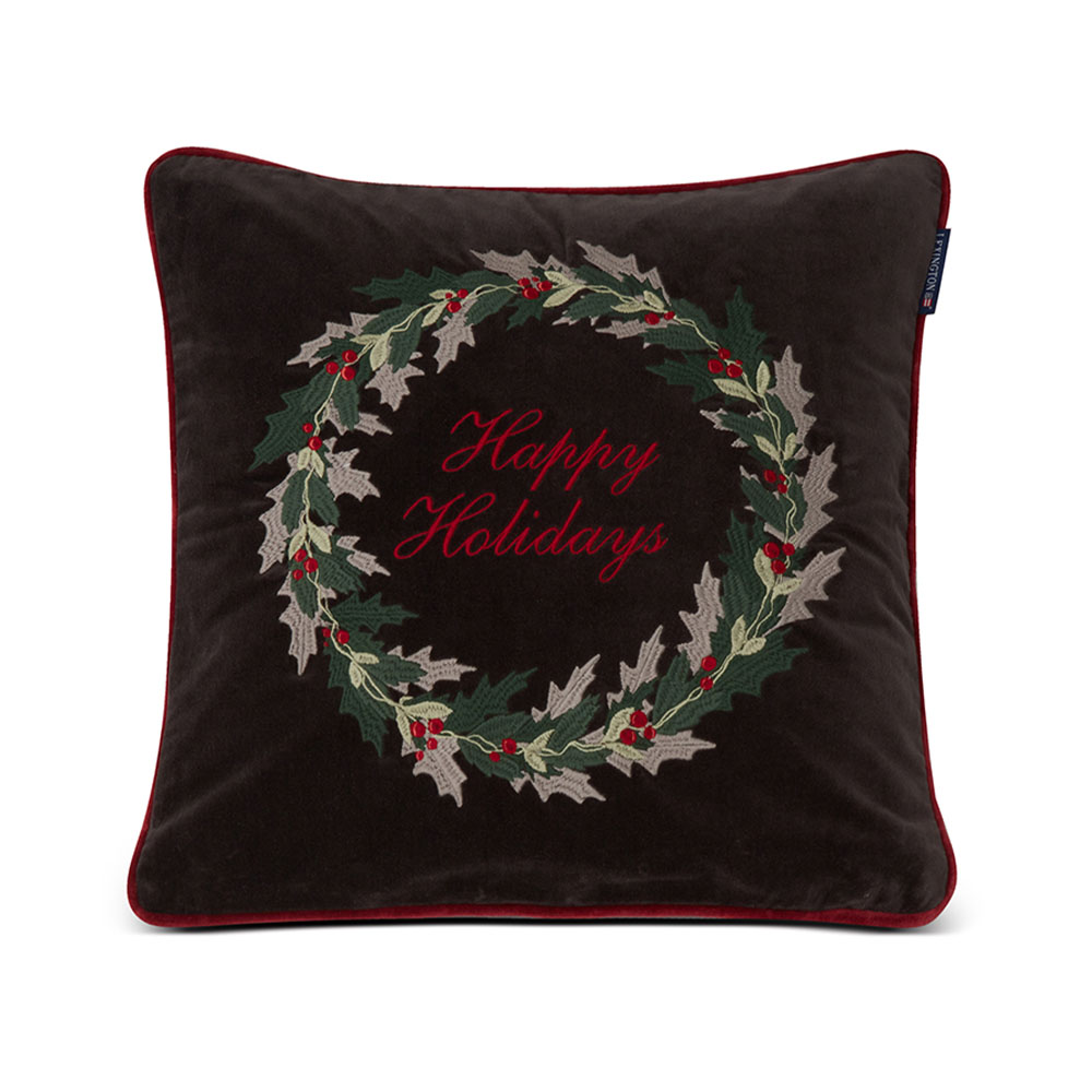 Lexington Holly Wrath Embroidered Cotton Velvet Kuddfodral
