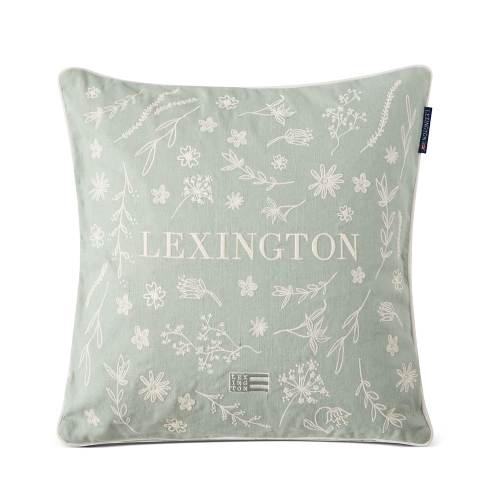 Lexington Logo Flower Embroidered Linen Cotton Kuddfodral