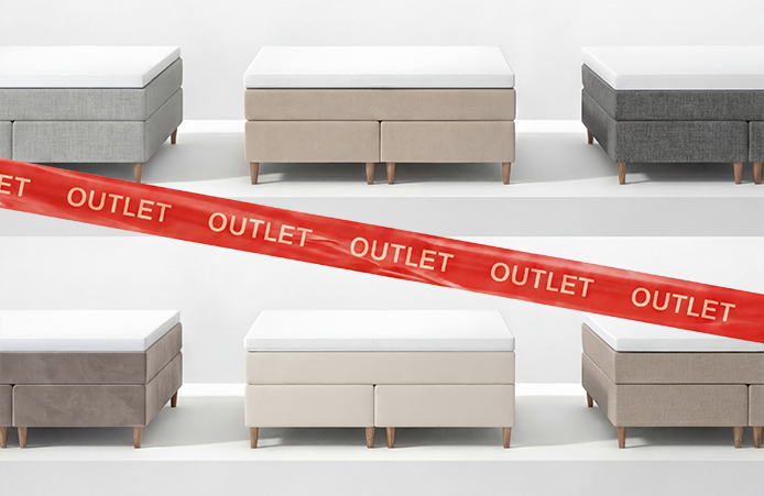 Outlet s&auml;ngar p&aring; vitt podium