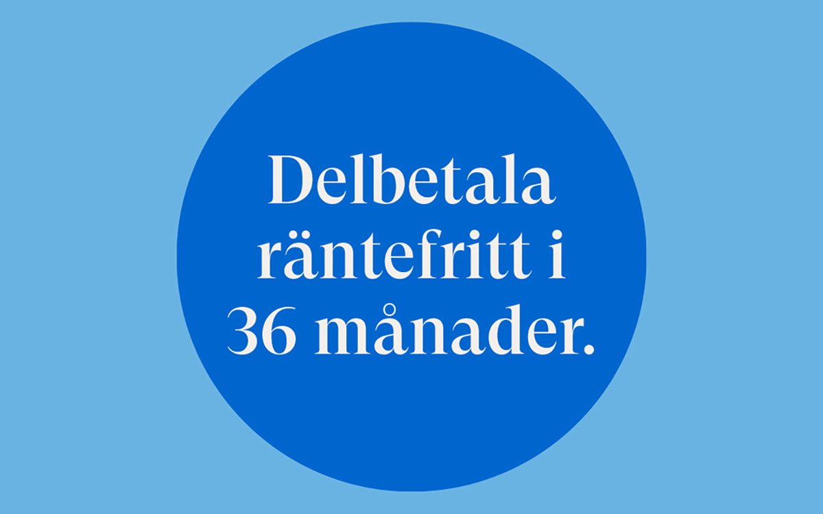 Räntefri delbetalning i 36 månader