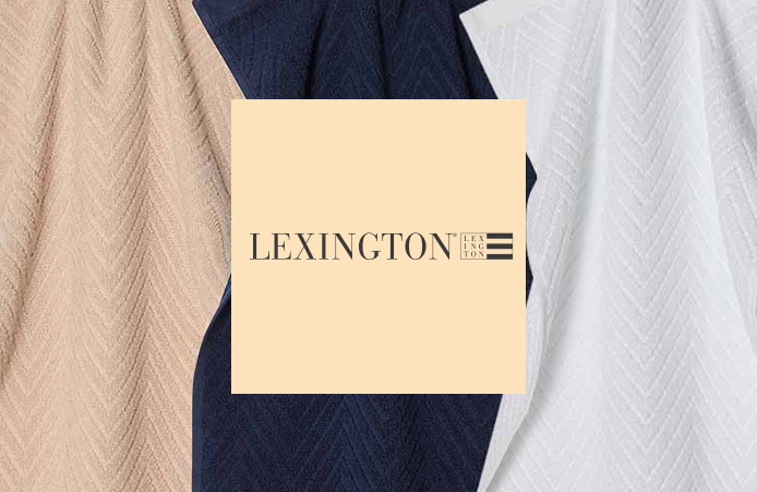 Handdukar fr&aring;n Lexington och vit ruta med Lexington logga